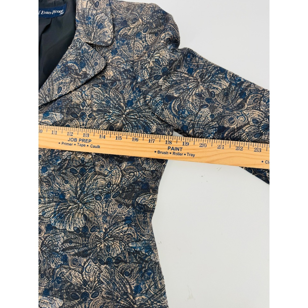 Evan-Picone Blazer Womens‎ Petite Blue Tan Paisley Tapestry 3-Button Suit Jacket - Picture 11 of 13